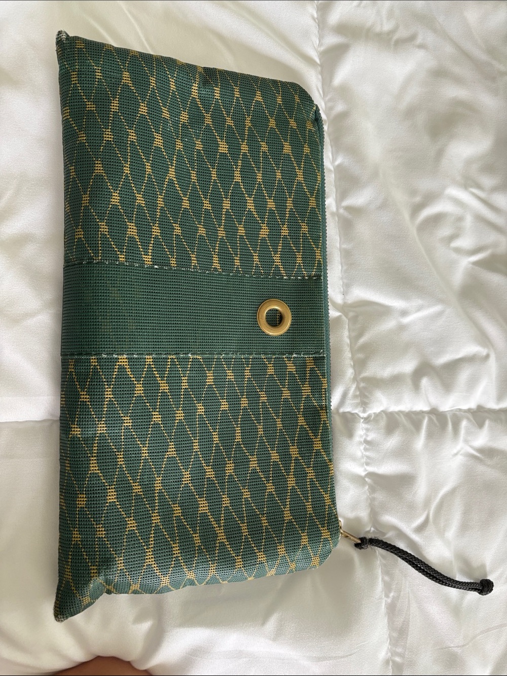 Green and Gold Patterned Wristlet Clutch